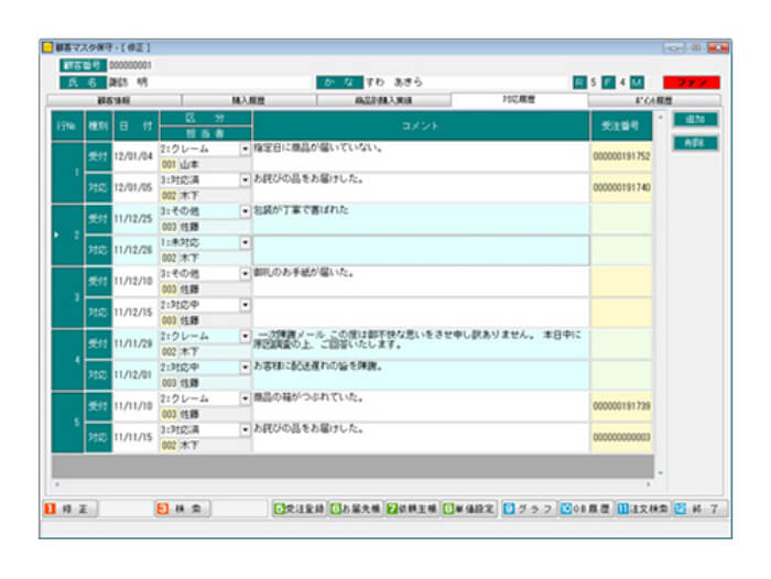 クレーム管理機能